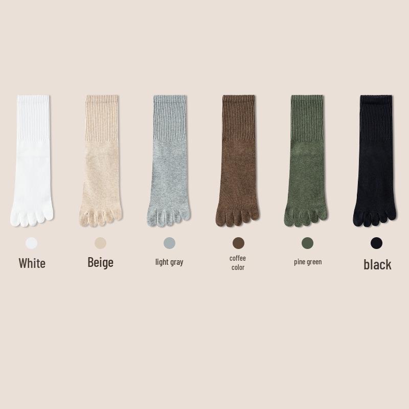 Women's Antibacterial Breathable Mid-Calf Five-Toe Socks, Spring/Autumn Version.