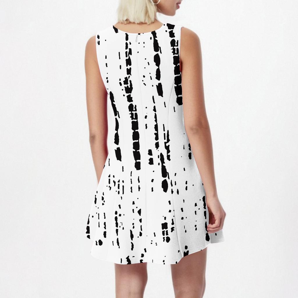 Women's Summer Dress Casual Sleeveless Round Neck Classic Print Vest Sundress