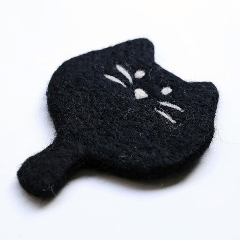 

1PC Wool Felt Handmade Mugs Cup Heatproof Table Mat Cute For Coffee Cartoon Placemat Kitten Coaster