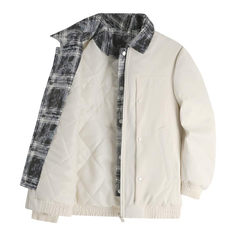 Large Size Fake Two-piece Men's Winter Down and Cotton Jacket with Collar and Thick Cotton Jacket