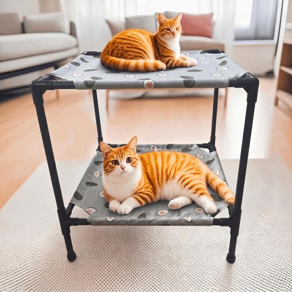 Double Layer Pet Camp Bed Removable Cat Sleeping Bed Pets Furniture Pet Cot Bed Four Seasons