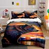 Bear Art Sunset Scenic Design Bedding Duvet Cover Set Duvet Cover Pillowcases  (1*Duvet Cover 2*Pillowcases, Without Duvet Insert)