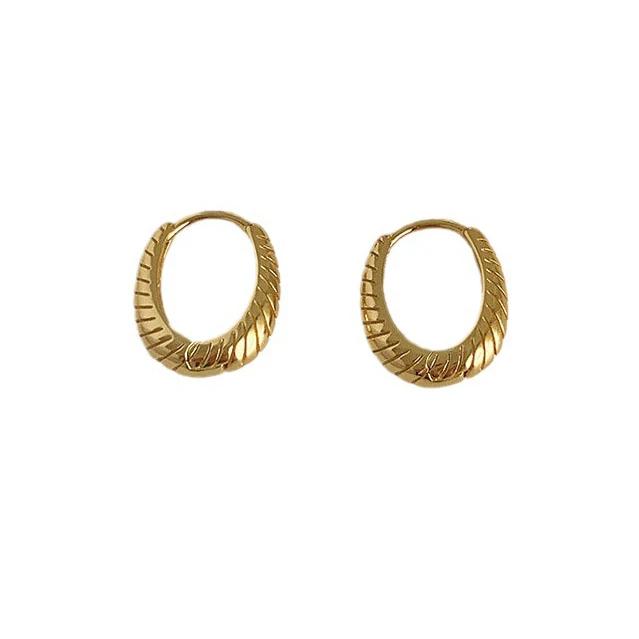 PONYKISS Серебряные Геометрические Овальные Серьги-Кольца для Женщин Вечеринки Классические Изящные Минималистичные Аксессуары