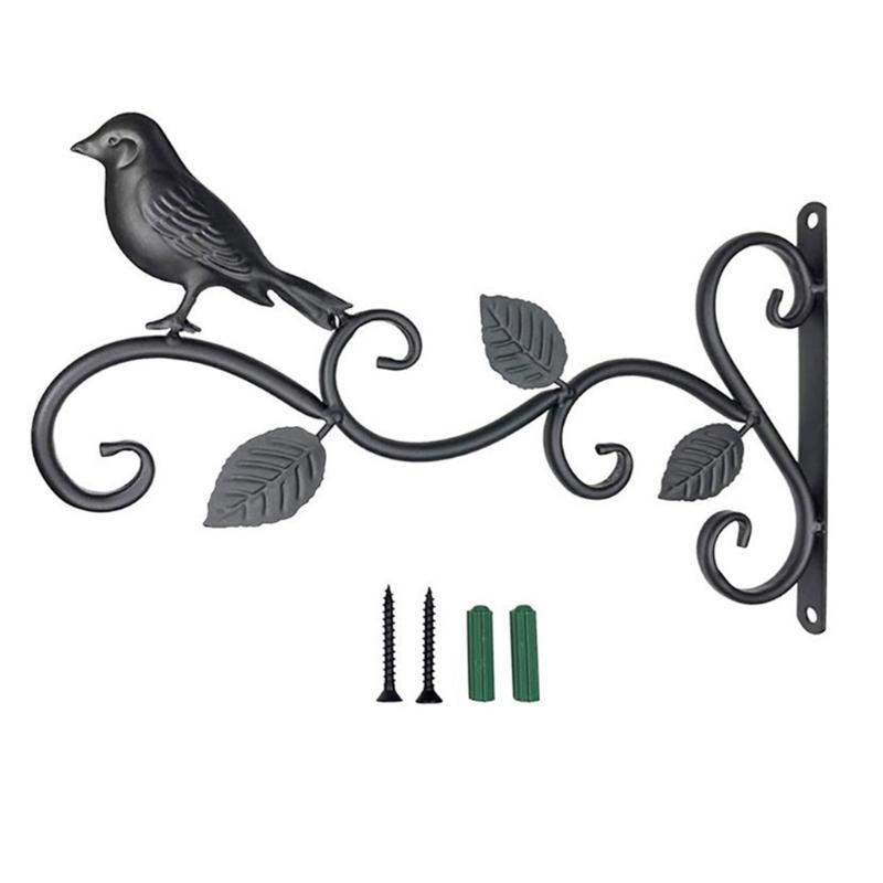 

Iron Hanging Bracket Wall Hook Plant Hanger for Bird Feeder Lanterns Flower Brackets Wind Outdoor Decoration 1
