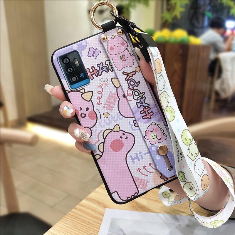 Durable Anti-dust Phone Case For ZTE Blade A71/Optus X Swift 5G Cute Kickstand Phone Holder Soft case Lanyard Anti-knock