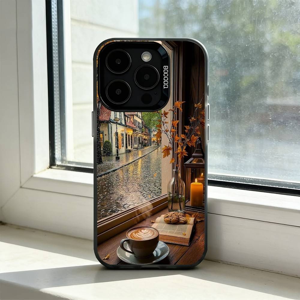 Coffee-Study Book illustration Phone Case For iPhone 17,16,15,14,13,12,11 Plus,Pro Max,XS,Colorful Silver Phone case Funda Cover