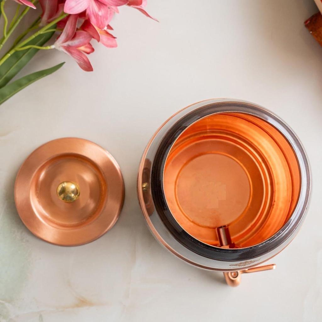 Pure Copper Water Pot with Tap, 5 Liters for Home, Kitchen, Restaurant & Gifting