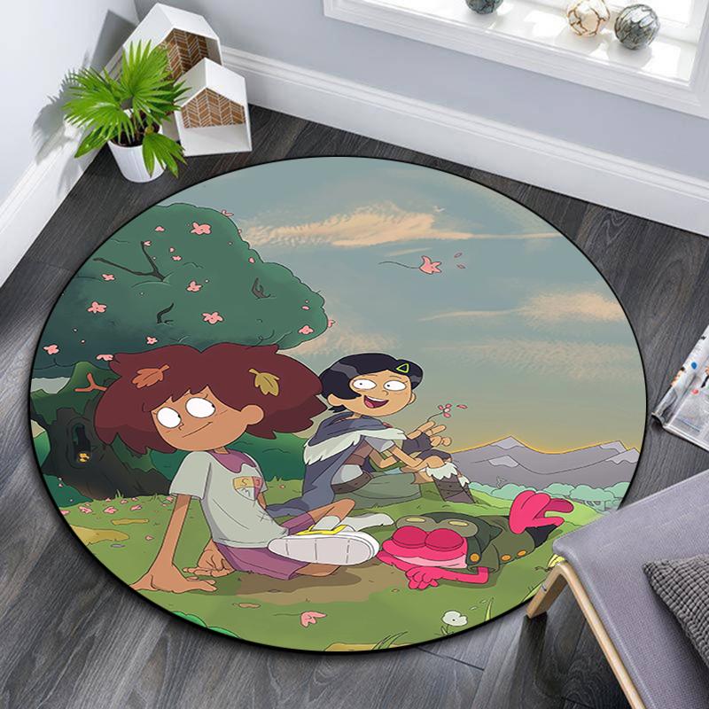 Amphibia pattern round rug,Carpet Rug for Living Room Bedroom Playroom ,Non-slip Floor Mat,Holiday Gifts and Birthday Gifts.