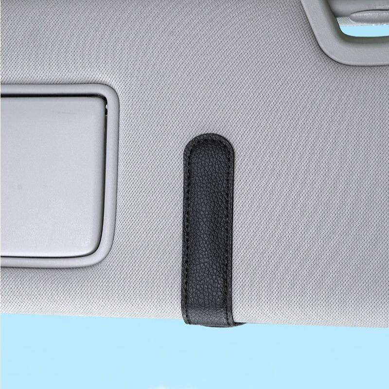 2pcs Car Glasses Holders- Magnetic Faux Leather Clip for Eyewear On Car Visor - Organizer for Glasses, Cards, And Tickets