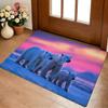 Polar Bear With Northern Lights Floor Mat Cozy Flannel Soft Thick Non-Slip Mat For Living Room Bedroom Kitchen Decor Rugs