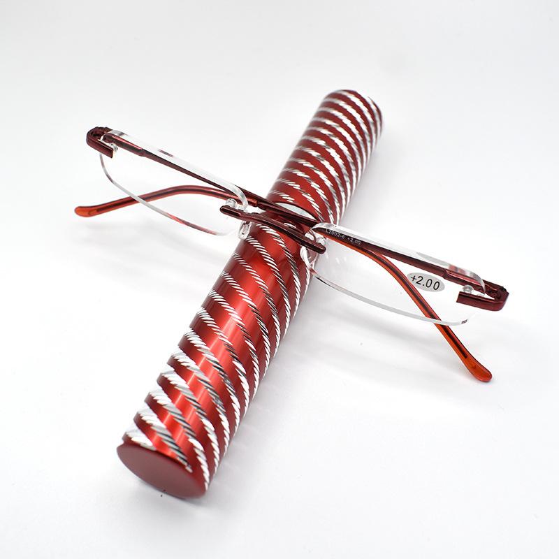 

Unisex Frameless Reading Glasses with Spiral Pen Holder +100 красный