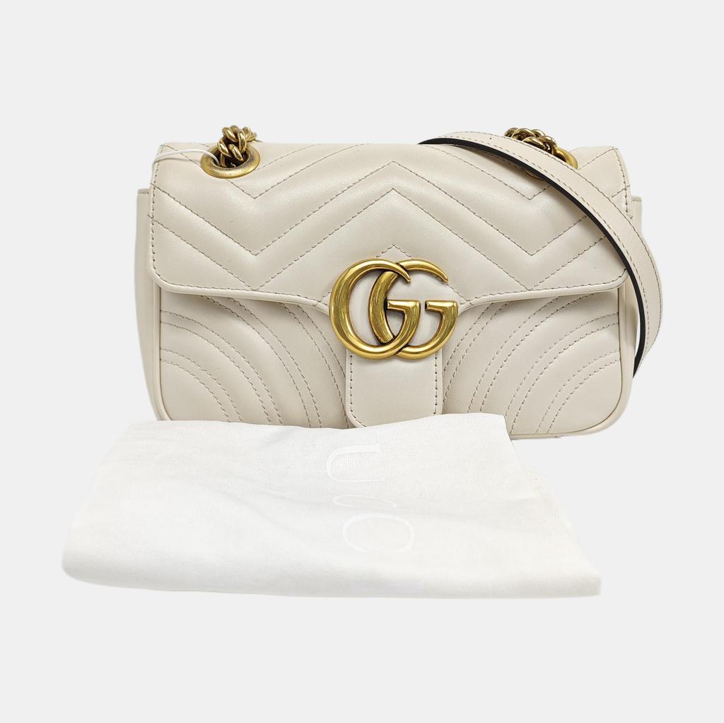 [Pre-Owned] Gucci GG Marmont Matelassé Mini Bag 'White' - Very Good #1CTLP5Y