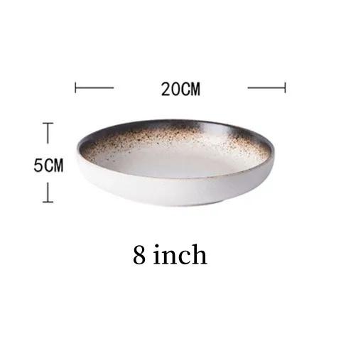 Multifunction Black Circle Dinner Plate Creative Salad Bowl Ceramic Dessert Tray Steak Pasta Dish Dinnerware Microwave Safe