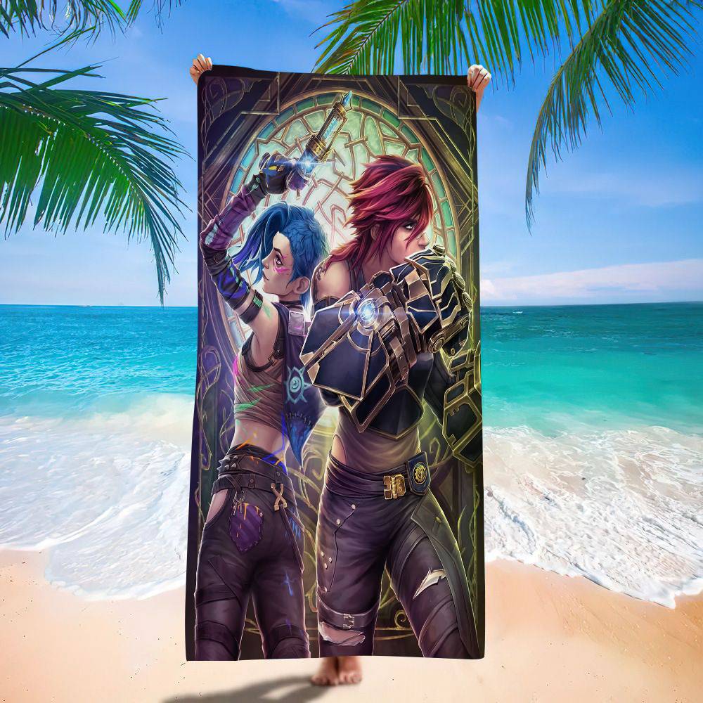 A-Arcanes Seizoen 2 J-Jinxs VI Graffiti Microfiber Printed Beach Towel Mountain Climbing Yoga Beach Swimming Running Absorbent Soft