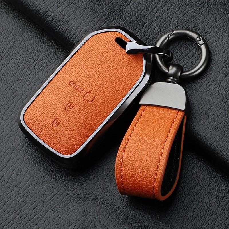 Aluminum Alloy Goatskin Car Key Case Cover For Honda Crv Cr-V Fit Civic Accord Hr-V Hrv City Odyssey Xr-V Auto Keychain