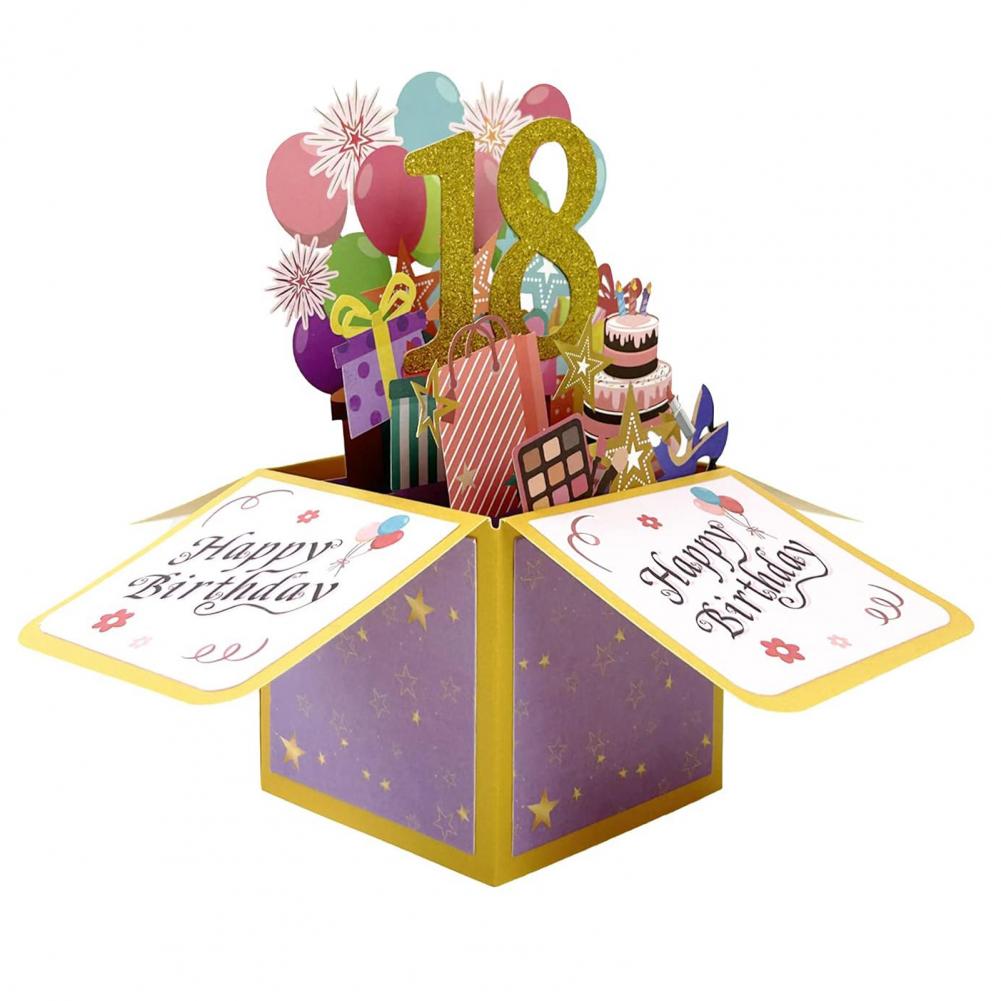 Pop Up Anniversary Card 16 18 20 40 50 60 Number Figure Greeting Card 3D Design Glitter Gift Giving Paper Box Birthday Card