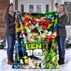 Alien Heroes Ben 10 Cartoon Print blanket Flannel Blanket Soft Cozy Plush Throw for Sofa Bed Lightweight Home Decoration
