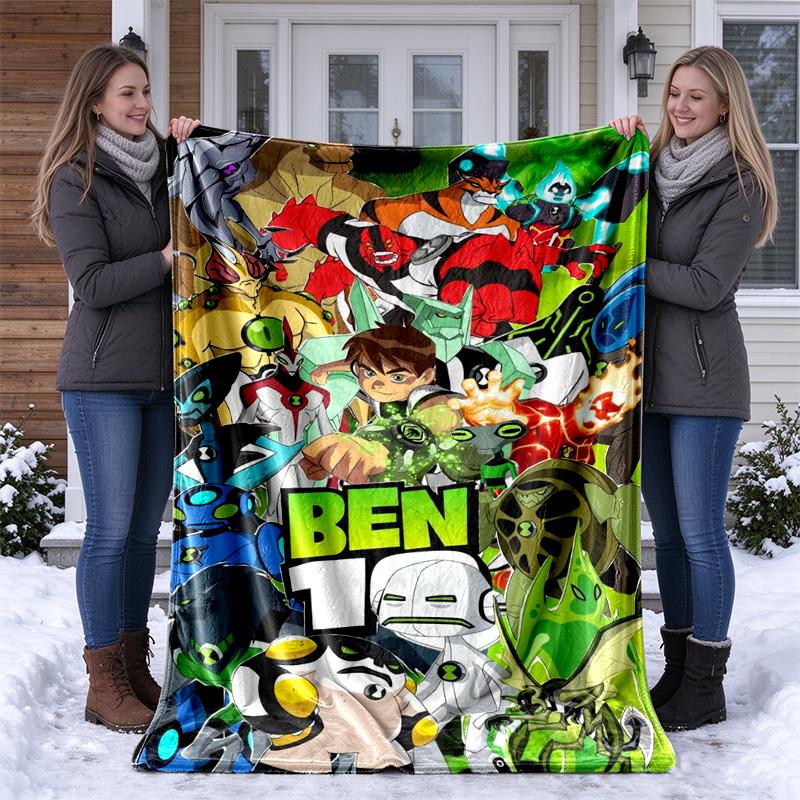 Alien Heroes Ben 10 Cartoon Print blanket Flannel Blanket Soft Cozy Plush Throw for Sofa Bed Lightweight Home Decoration