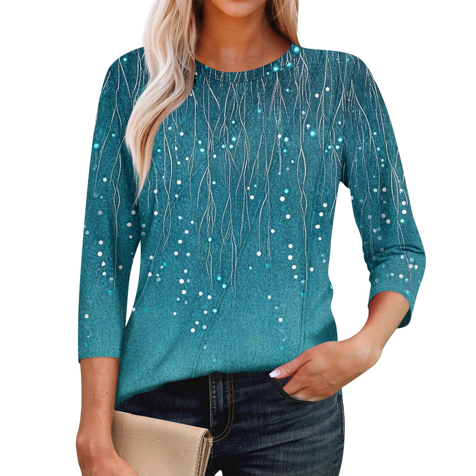 

Жіночі модні повсякденні топи з рукавами 3/4, плісировані модні футболки XL