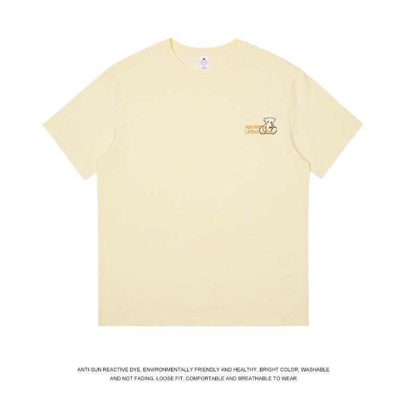 

Heavyweight Cotton Crew Neck Bear Print T-Shirt - Women s Summer Streetwear S (40-50 kg)
