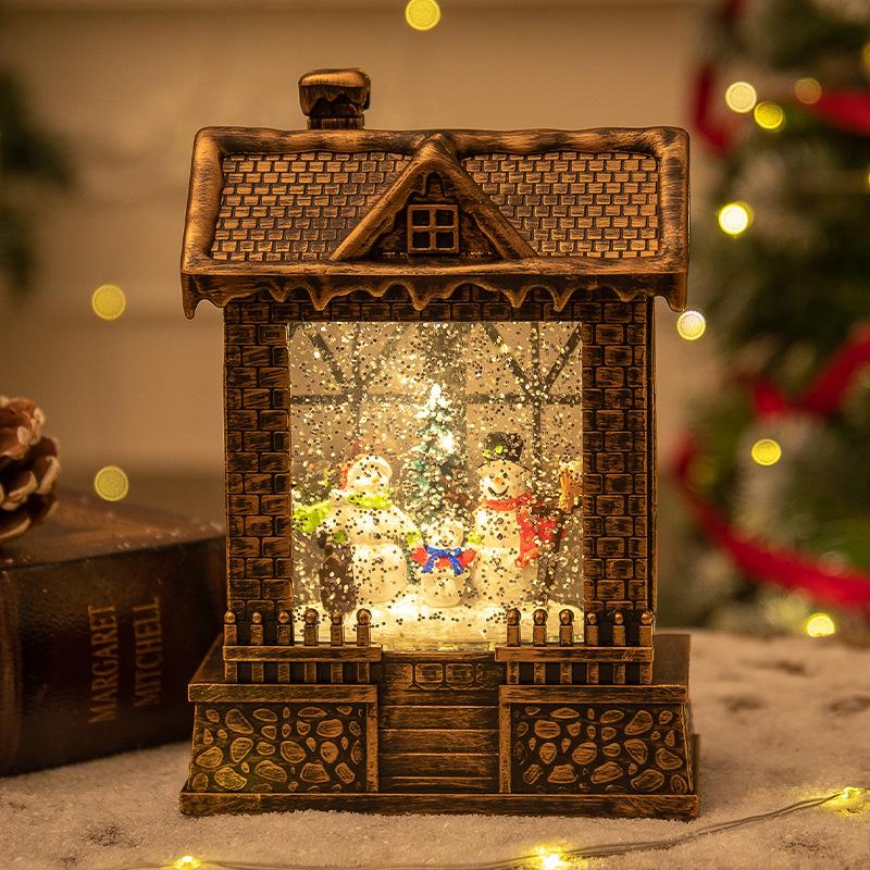 Christmas wind lamp candlestick lamp retro night light desktop ornaments Christmas gift crystal ball snow lamp