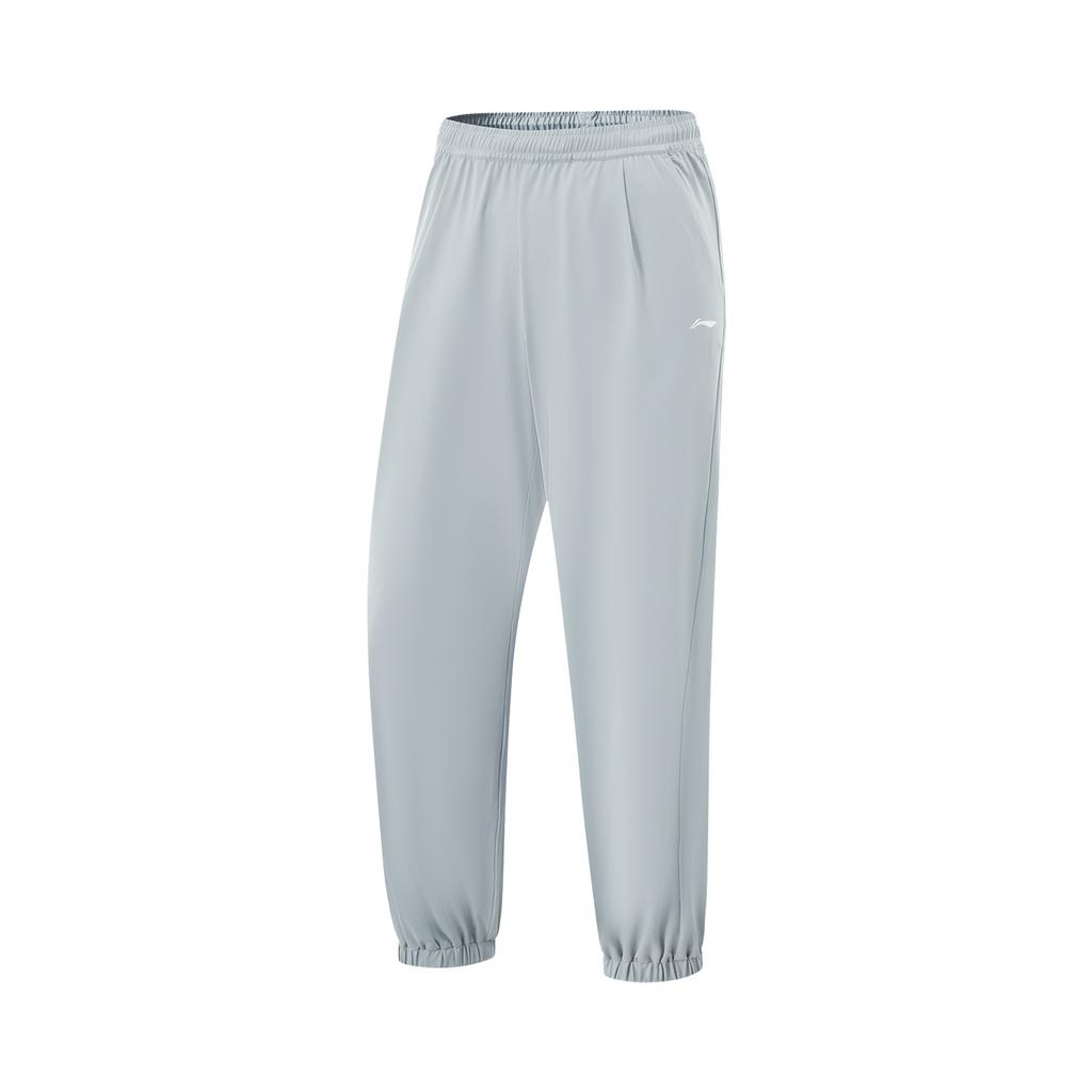 Li Ning Fitness Series Solid Color Mid Waist Ice Silk Quick Dry Cool Comfortable Breathable Versatile Tapered Knit Sports Pants Women pants AKYV184-2