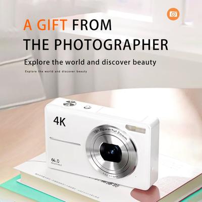 4K/30FPS Digitalkamera 64MP Digitale Videokamera 2,4-Zoll-Bildschirm 18-facher Digitalzoom Eingebauter Akku