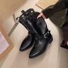 Western women's thick heels but tall small pointed cowboy boots retro long boots knee knight boots new