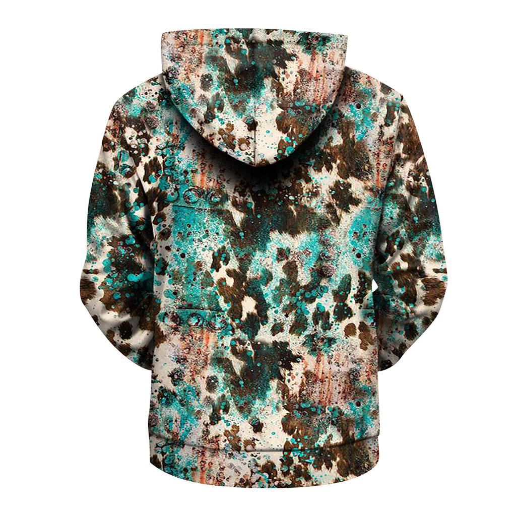 Volný pánský a dámský svetr s dlouhým rukávem a kapucí s módním potiskem