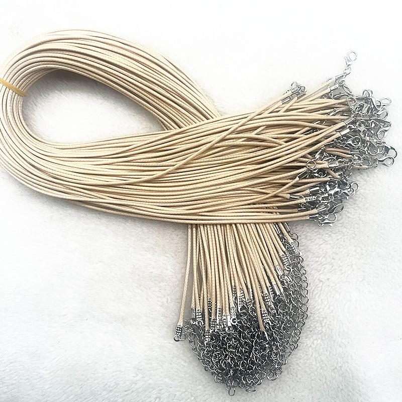 New 10pcs 1.5mm Leather Cord Wax Rope Chain Necklace Extender Chain Lobster Clasp DIY Jewelry Accessories