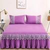 3pcs Bed Skirt Bedspread Pillowcase Ruffle Lace Anti Slip 1.8x2.0m Bed Cover Solid Colour Lace Mattress Dust Bedding Cover