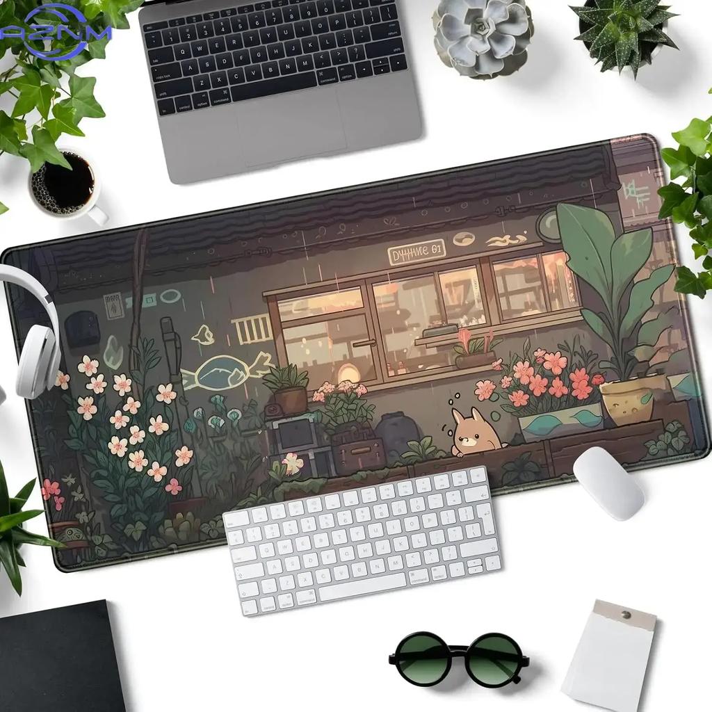 Japanese Anime Kawaii Cat Large Gaming Mouse Pad Xxl Nonslip Rubber Keyboard Mats Computer Laptop Office Desk Decor