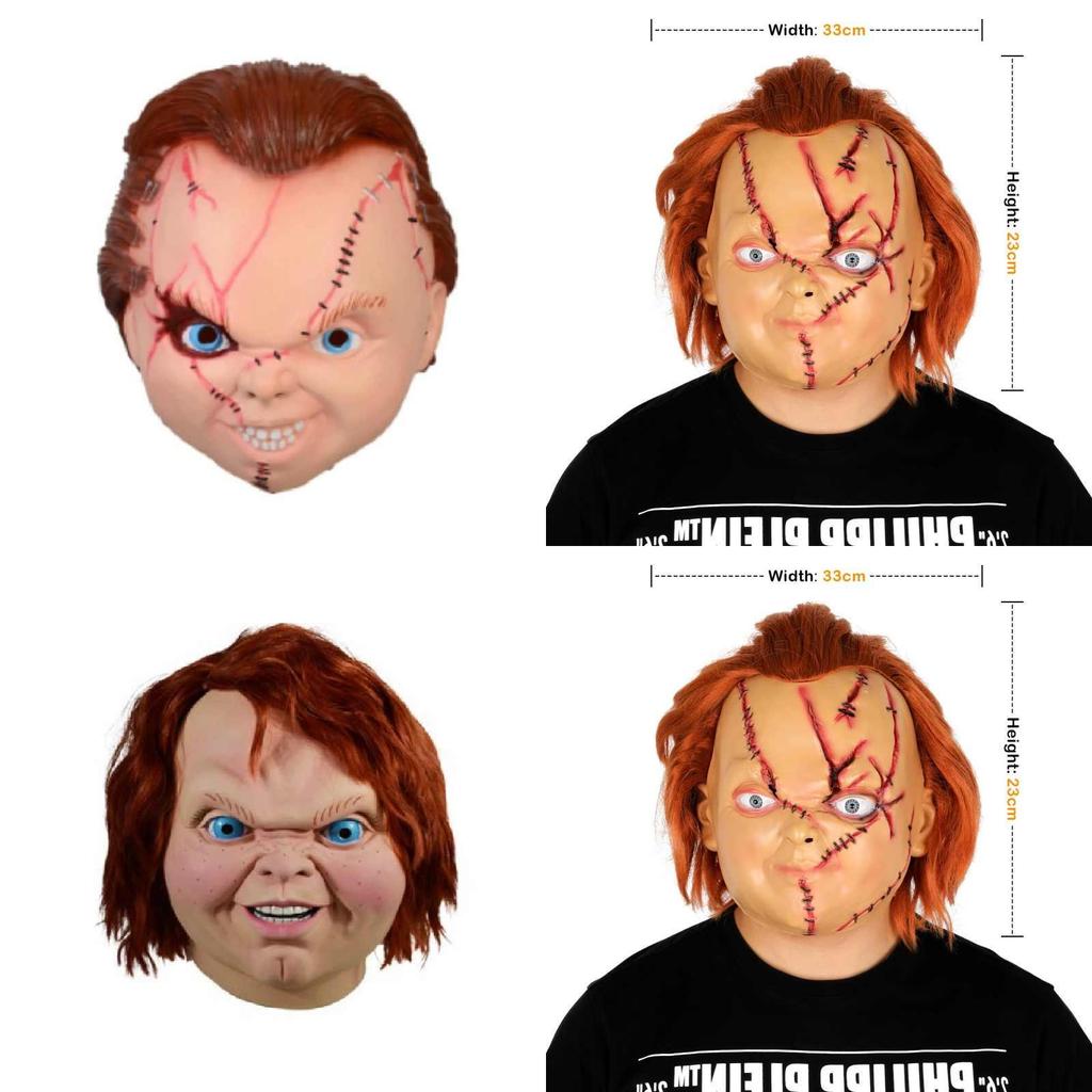 Childs Play Halloween Latex Mask With Blood Effect For Horror Party Cosplay