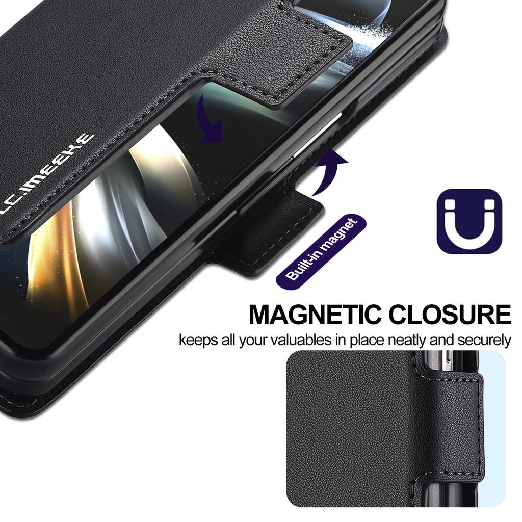 LC.IMEEKE L1 For Samsung Galaxy Z Fold3 5G Stand Case Texture PU Leather Wallet Phone Cover