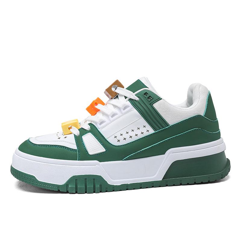 Fashion Trend Platform Sneakers Men Fashion Design Green Men's Skateboard Shoes Outdoor Leather Casual Sports Shoes Men tenis masculino