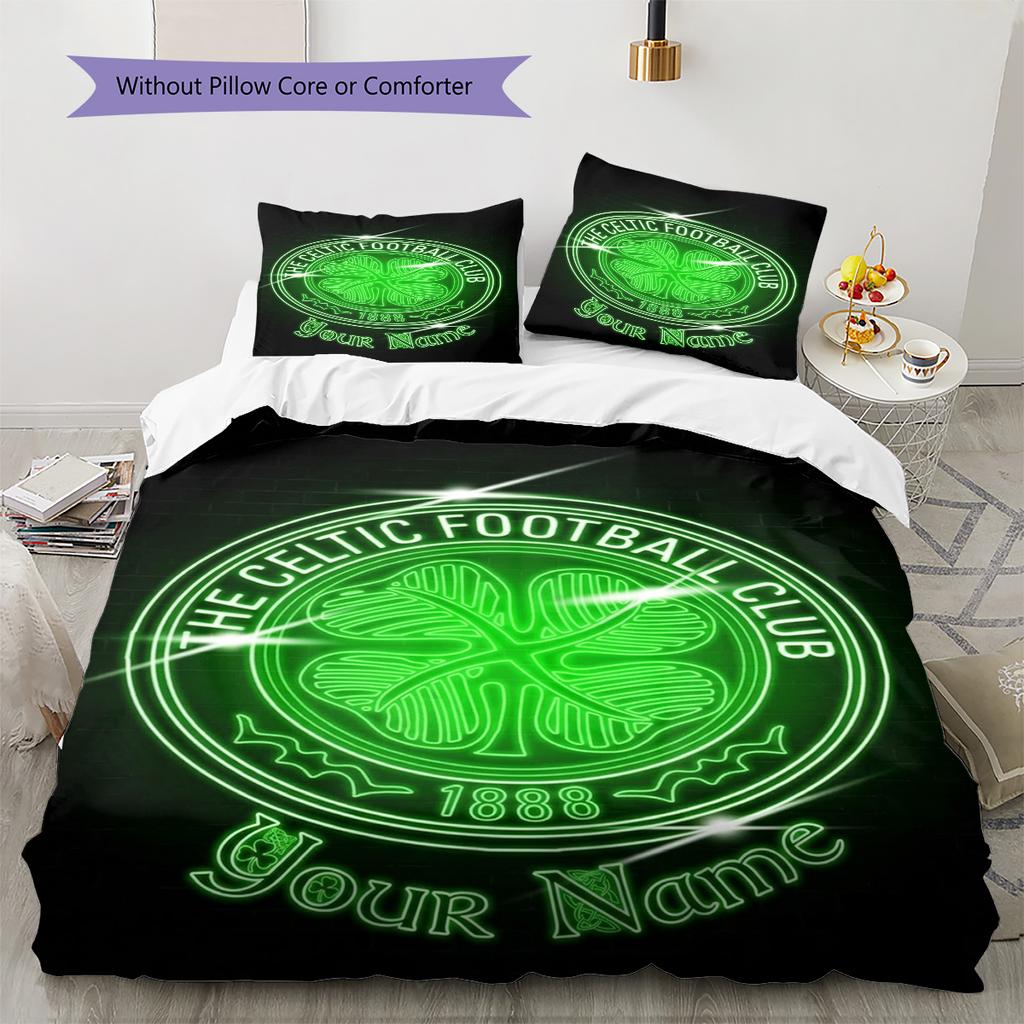 Celtic Fc Crest Custom Name Pattern Bedding Quilt Set Quilt Cover Pillowcase Home Birthday Gift(1 * duvet cover + 2 * pillowcase, without core)