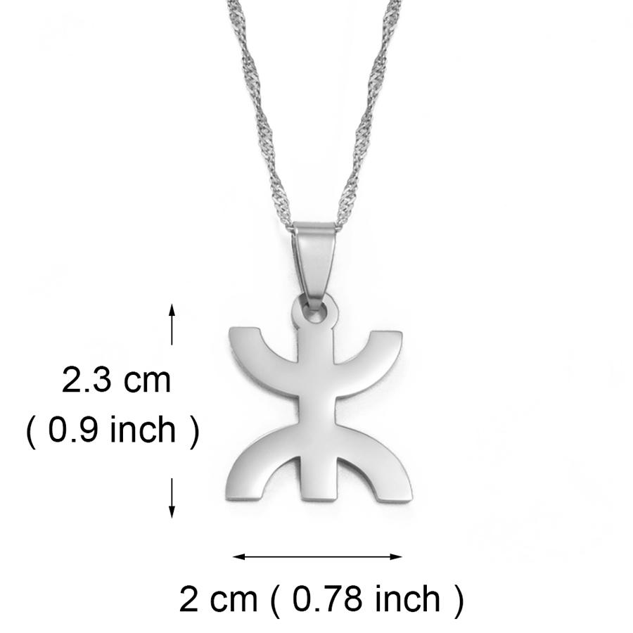 Anniyo 2.3CM Africa Berbers Symbol Pendant Necklaces African Berber Kabyle Style Amazigh Jewelry #263921 45cm or 17.7 Inches