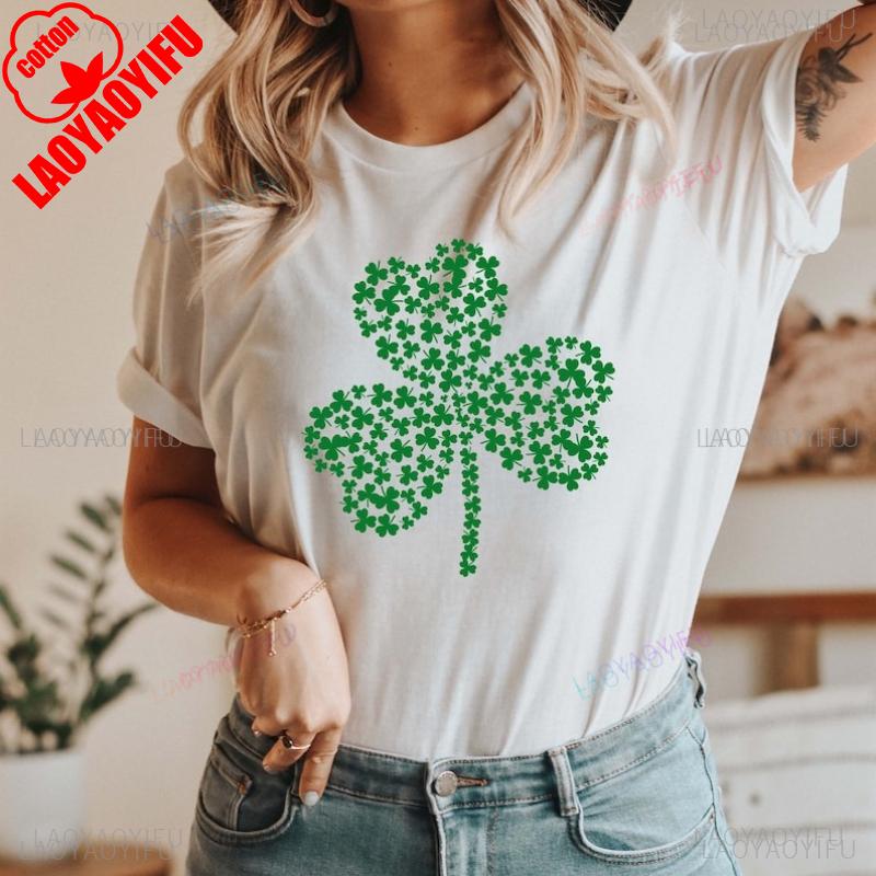 Irish Shirt St Patricks Day Shirt TShirt for Women St Patricks Shirt for Men Luck of The Irish Shamrock Leaf Outdoors Tops