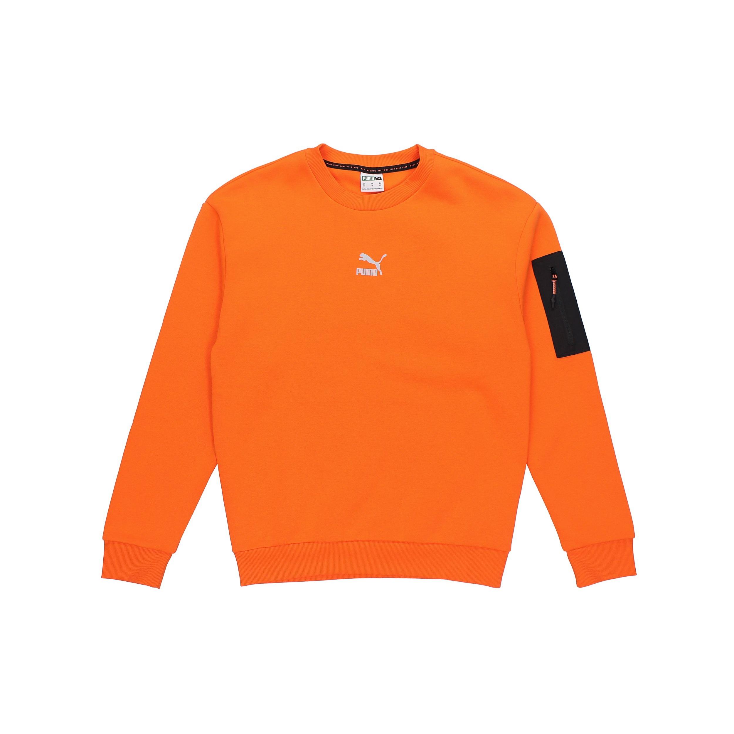 PUMA Casual Loose Round Neck Pullover Flame Orange Men s 530291-23 XL