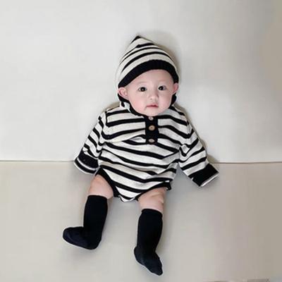 Bebê Primavera Primavera Outono Roupas Dangara Capuz Malha Body Terno Tamanho 70, Coreia melhores roupas infantis