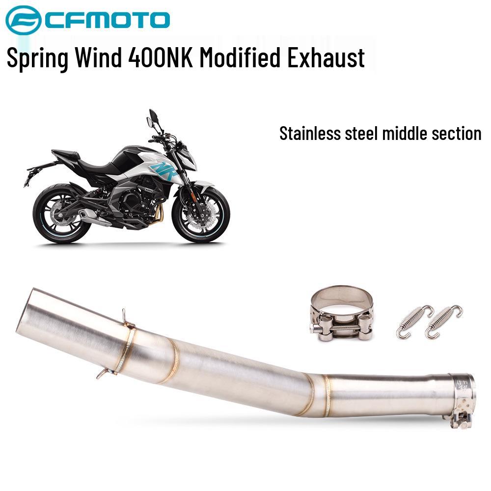 Compatible CFMOTO 400NK Carbon Fiber Exhaust Modification - Direct-Fit Mid-Section Muffler Replacement.