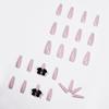 Long Taro Purple Bow Ballet Wearable Fake Nails with Removable Art Stickers