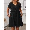 Summer Vacation V-neck Short Sleeved Ruffled Dress for Women Dress