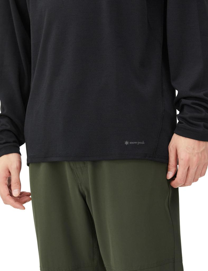 Snow Peak Baselayer Recycled Half Zip Pullover L BK Black Pe/Wo