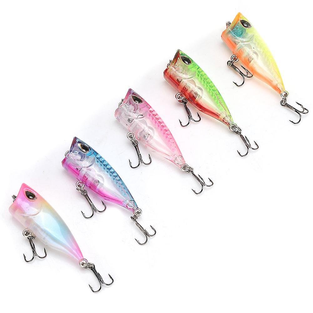 ZPSHYD 5 Piezas Señuelos Blandos de Pesca, Señuelo Artificial de Plástico, Minipoper Señuelo Artificial Flotante Señuelos de Pesca Accesorio de Aparejos de Pesca