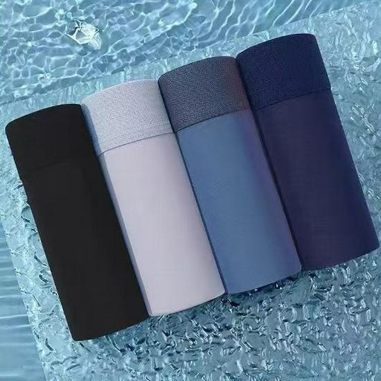 

4 пары мужских боксеров свободного кроя - имитация ледяного шелка, дышащие трусы, большой размер 2XL 4-pack