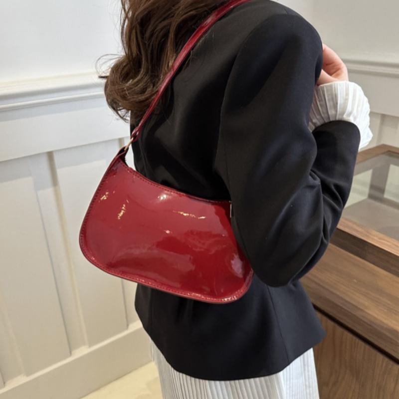 Retro Einfarbig PU-Leder Schultertasche Damen Mode Handtasche Lässige Geldbörse