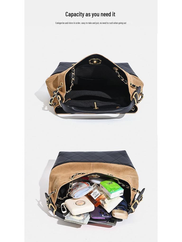 Schicke Retro Wildleder Diamantmuster Leder Tragetasche für Damen