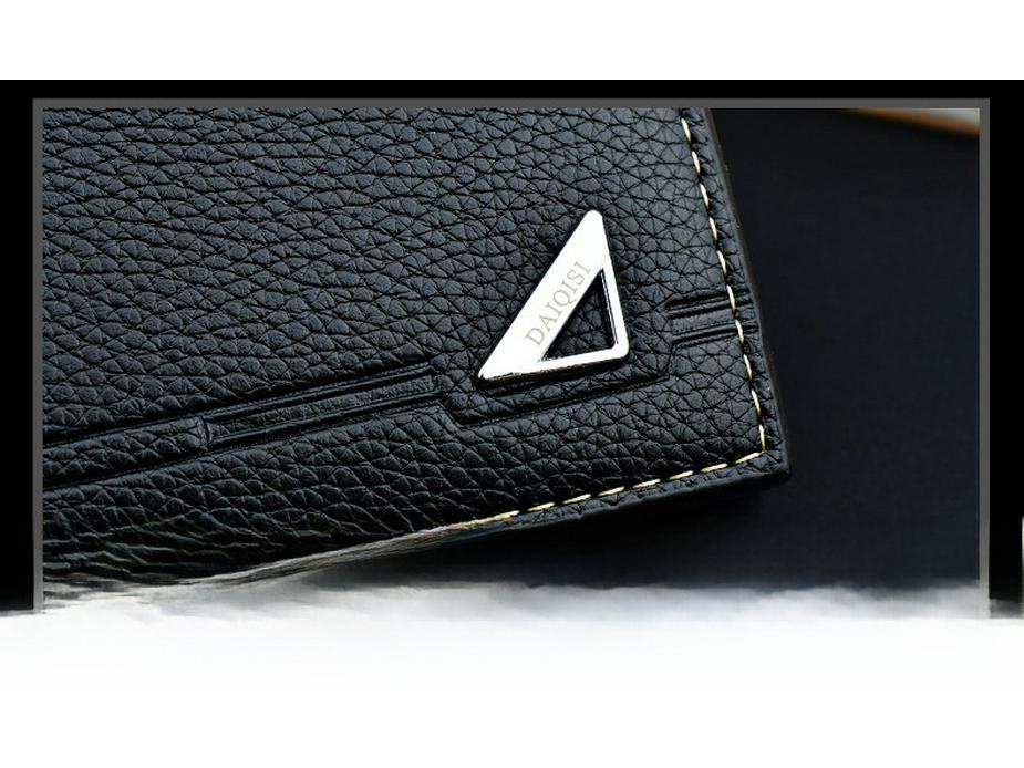 Nowy Portfel Męski Krótki – Stylowy, Miękki Wzór Liczi, Duża Pojemność, Wiele Przegródek na Karty.