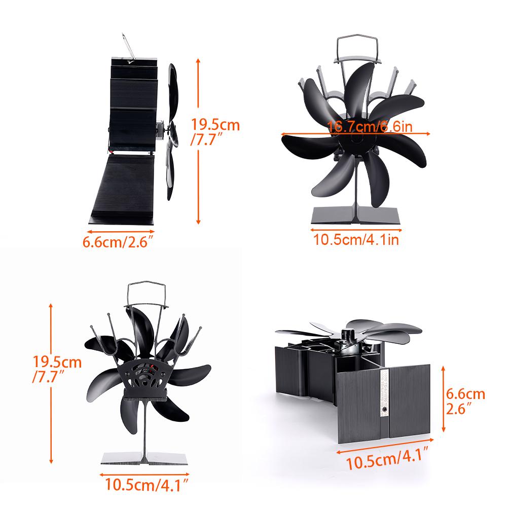 7-Blade Furnace Fan Thermal Fireplace Fan Standing No Electricity Wireless Low-Noise Wood Burner Aluminum Alloy Ecological Fan